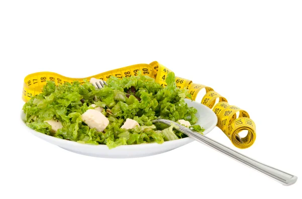 Salad with feta cheese and olives and lettuce — Stock Photo, Image