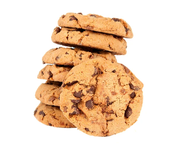 Pilha de biscoitos de chocolate isolado — Fotografia de Stock