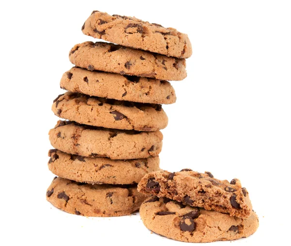 Montón de galletas de chispas de chocolate aisladas —  Fotos de Stock