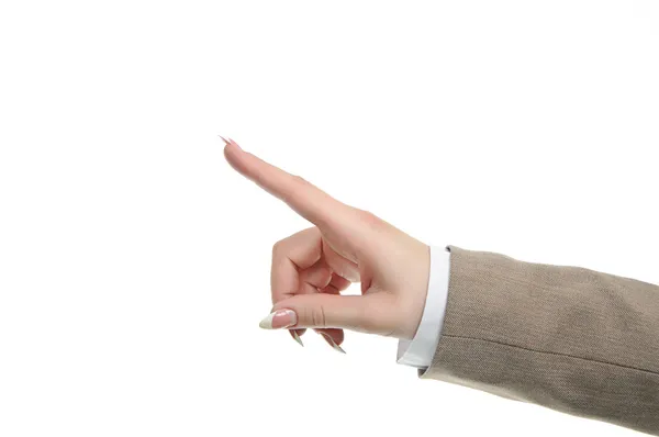 Itme düğmesine dokunarak el withfinger — Stok fotoğraf