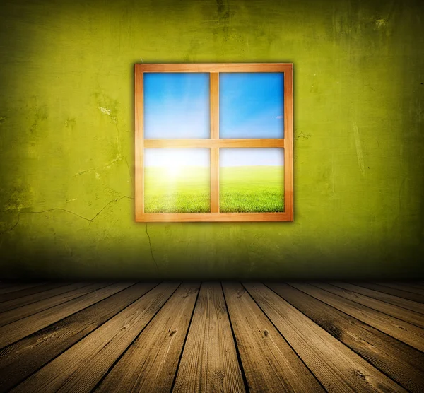 Ročník interiér s oknem — Stock fotografie