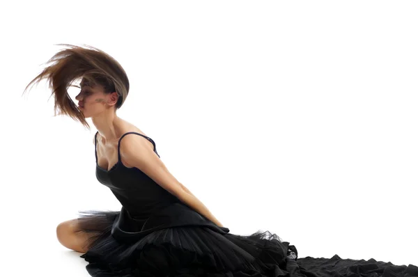 stock image Dynamic shot of a female ballet dancer shaking her hair and thro