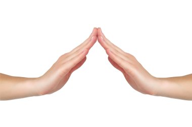 Female hands touch each other in form of a house or a roof clipart