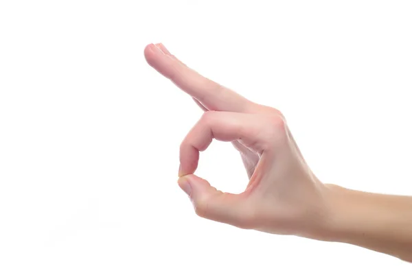 Hand OK Zeichen isoliert auf weißem Hintergrund — Stockfoto