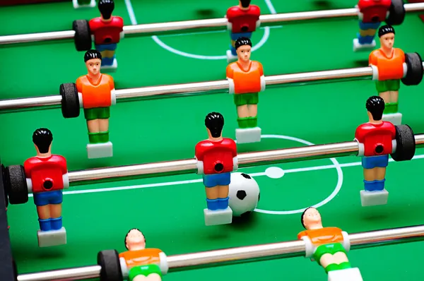 stock image Soccer table game with green field and football players