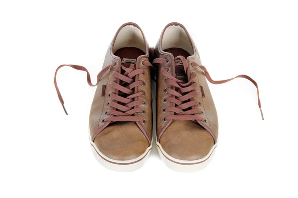 棕色皮革运动鞋隔离 — 图库照片