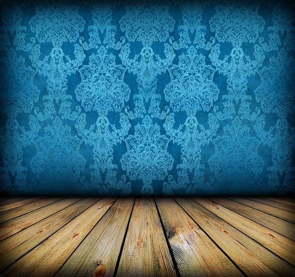 Темно-винтажная синяя комната — стоковое фото