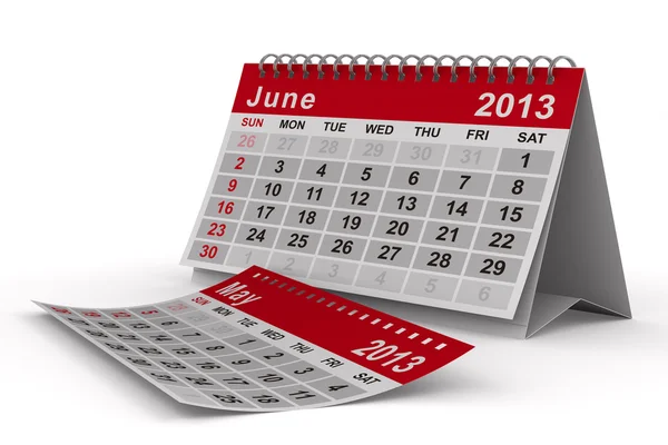 Calendario del año 2013. Junio. Imagen 3D aislada — Foto de Stock