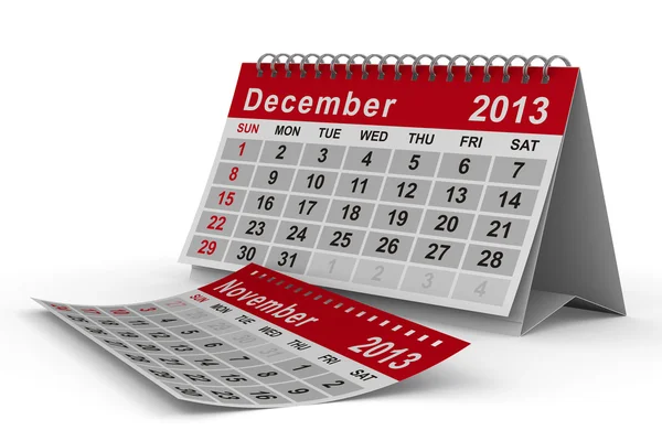 Kalendarz 2013 roku. grudnia. na białym tle obraz 3d — Zdjęcie stockowe
