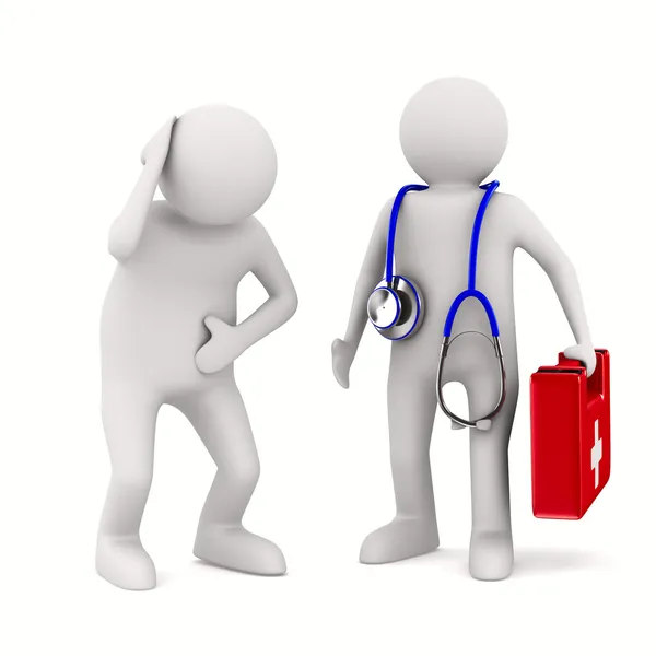 Dottore e paziente su sfondo bianco. Immagine 3D isolata — Foto Stock