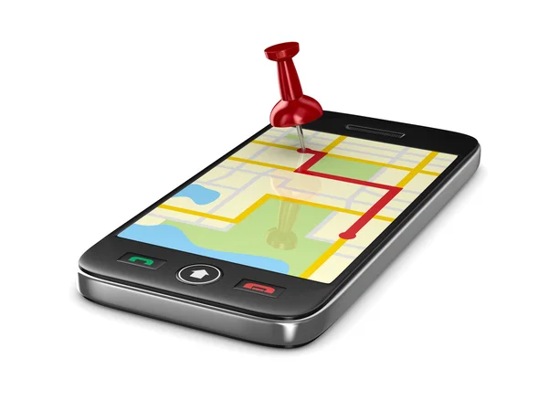 Navigazione in telefono. Immagine 3D isolata — Foto Stock