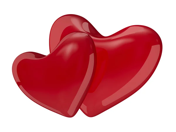 Δύο καρδιές απομονωθεί σε λευκό φόντο. 3D εικόνας — Φωτογραφία Αρχείου