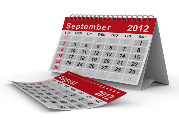 2012 年日历。9 月。孤立的 3d 图像 — 图库照片