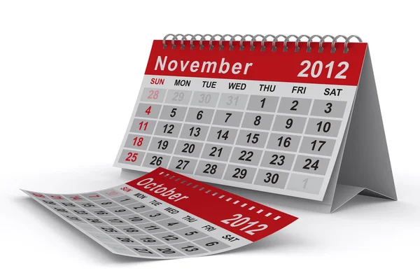2012 års kalender. november. isolerade 3d-bild — Stockfoto