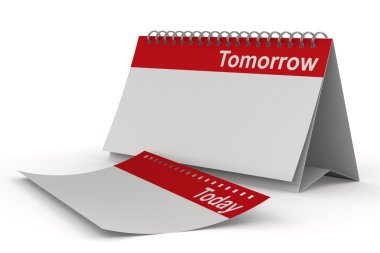 Calendar for tomorrow on white background. Isolated 3D image clipart