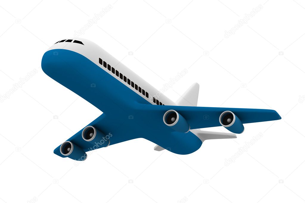Airplane on white background. Isolated 3D image