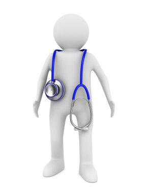 Doctor with stethoscope on white background. Isolated 3D image clipart