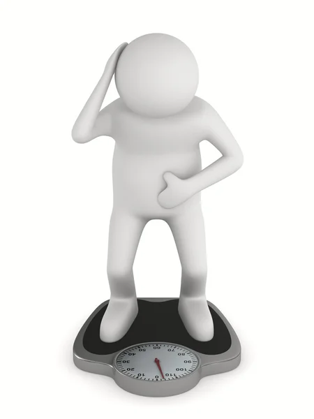 stock image Man on floor scales. Isolated 3D image