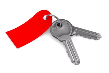 Isolated two keys on white background. 3D image clipart