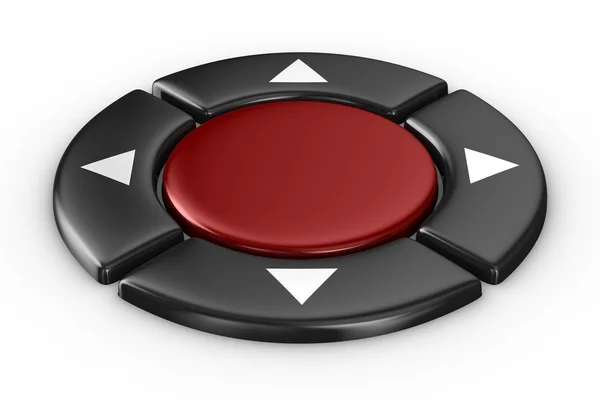 Botón rojo sobre fondo blanco. Imagen 3D aislada —  Fotos de Stock