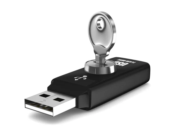 Unidad flash USB sobre fondo blanco. Imagen 3D aislada — Foto de Stock