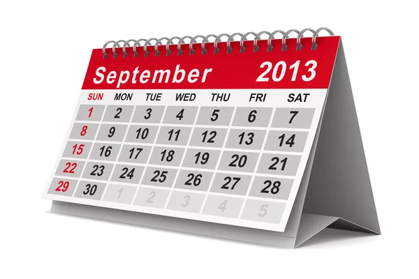 Ημερολογιακό έτος 2013. Σεπτεμβρίου. απομονωμένες 3d εικόνας — Φωτογραφία Αρχείου