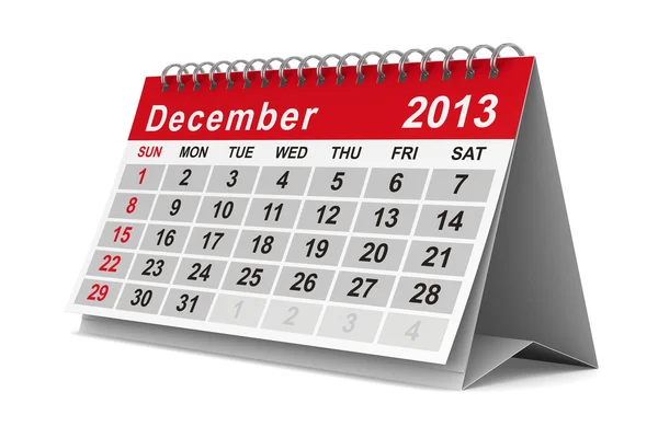 Kalendář pro rok 2013. prosince. izolované 3d obraz — Stock fotografie