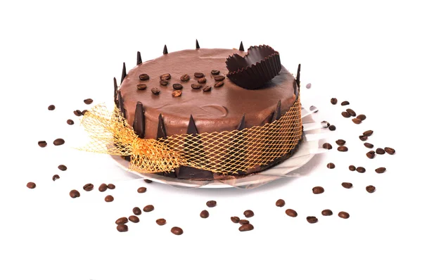 Шоколадний торт з кавовими зернами — стокове фото