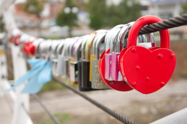 Red padlock in the shape of heart clipart