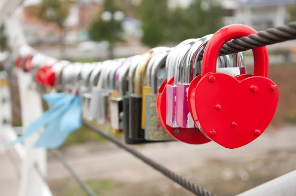 Red padlock in the shape of heart — Stock Photo, Image
