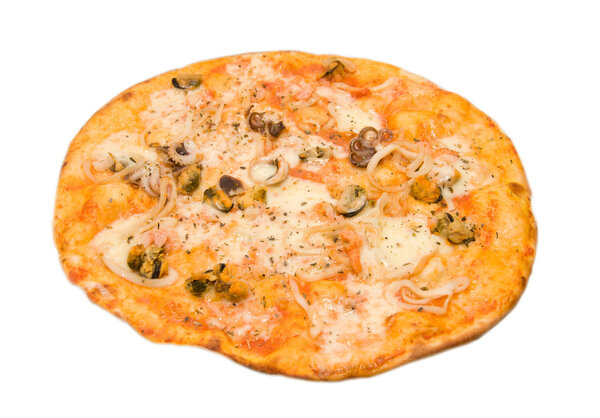 Italian pizza with seafoods