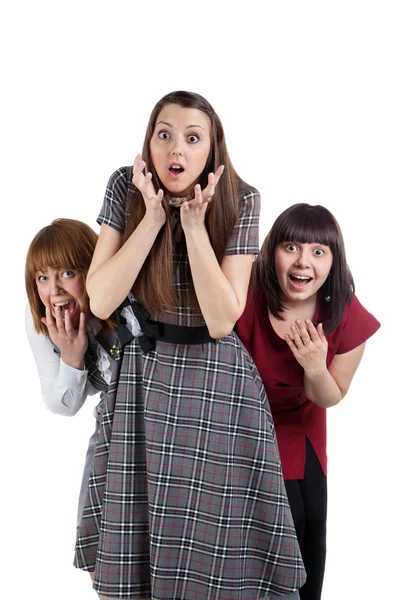 Trzy dziewczyny surprized — Zdjęcie stockowe