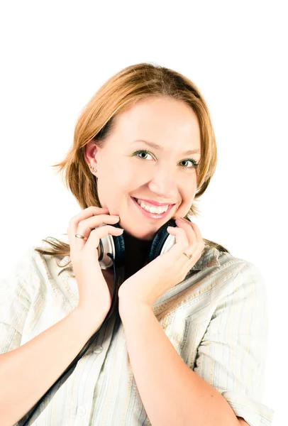 Beautiful woman listening music — Stock Photo, Image