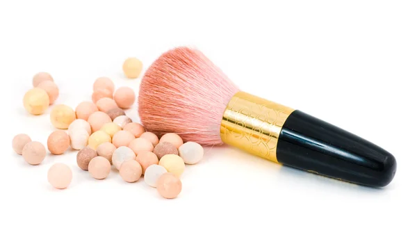 Make-up Rouge und kosmetischer Pinsel — Stockfoto