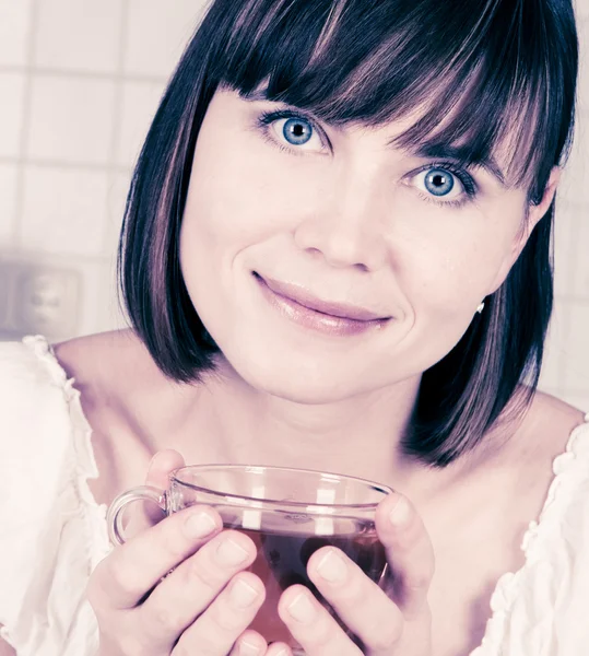 stock image Young woman, enjoying a cup of coffee