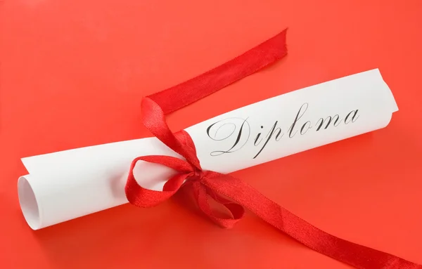 stock image Diploma with red ribbon