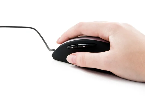 Elinle bilgisayar faresi — Stok fotoğraf
