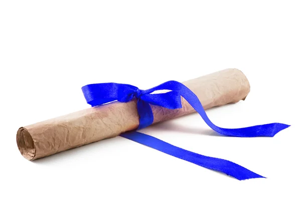 Diploma con cinta azul — Foto de Stock