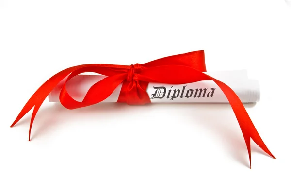 Diploma con cinta roja — Foto de Stock