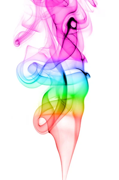 Fumo de arco-íris colorido em branco — Fotografia de Stock