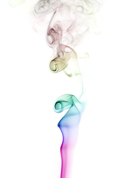 Πολύχρωμο ουράνιο τόξο καπνού σε λευκό — Φωτογραφία Αρχείου