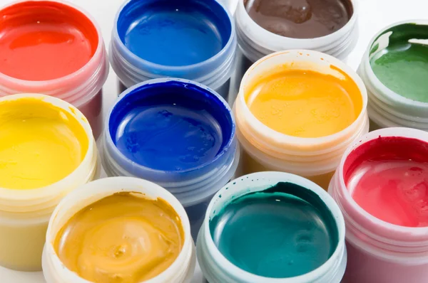 Set of the watercolor gouache paints at — Stock Photo, Image