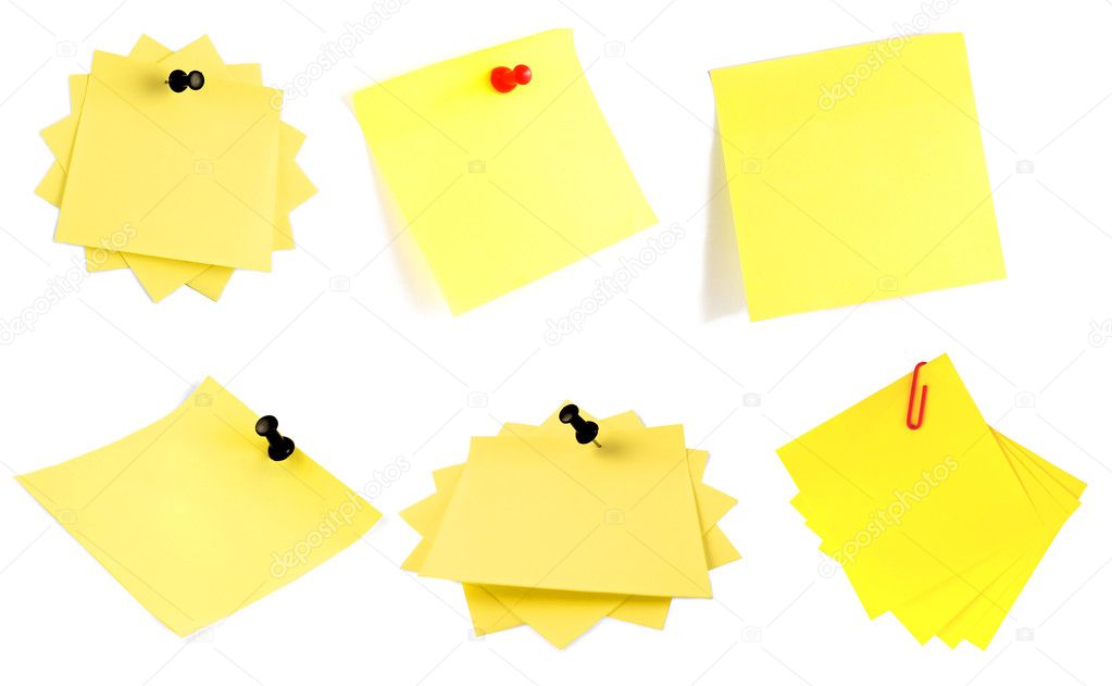Yellow adhesive note isolated