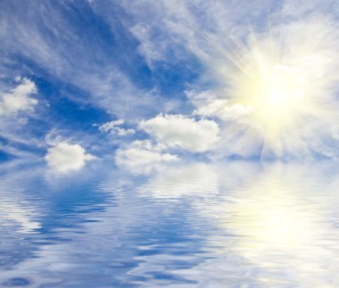 Beautiful summer sky with water reflection clipart