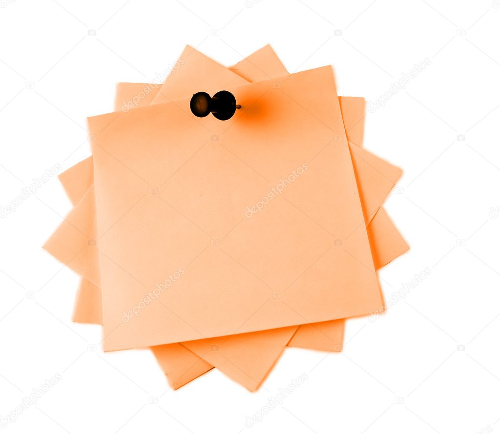 Orange adhesive note isolated
