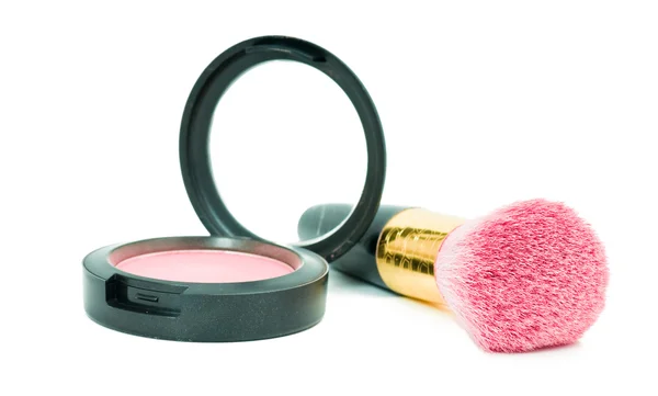 Maquillaje de colorete aislado con cepillo —  Fotos de Stock