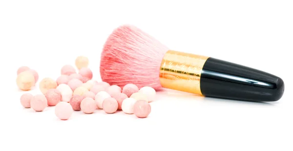 Maquilhagem blush e escova cosmética — Fotografia de Stock