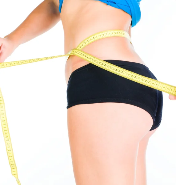 Woman diet concept with measuring tape — Stock Photo, Image