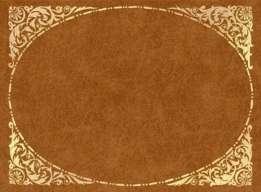 Gold frame on light-brown leather clipart