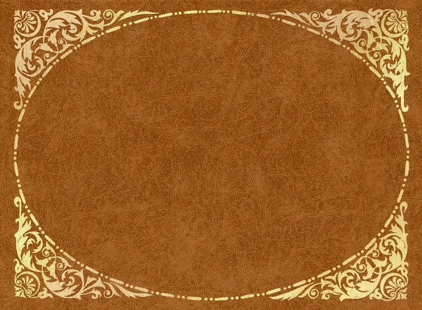 stock image Gold frame on light-brown leather